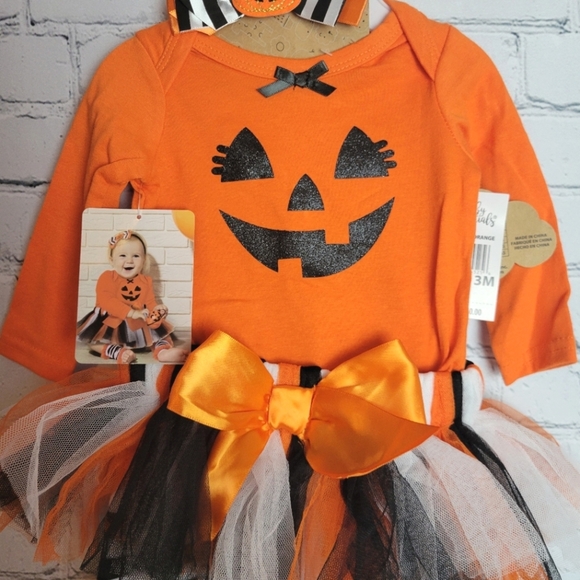 NWT Baby Essentials Size 3M Orange Pumpkin Tutu Costume - Picture 4 of 5